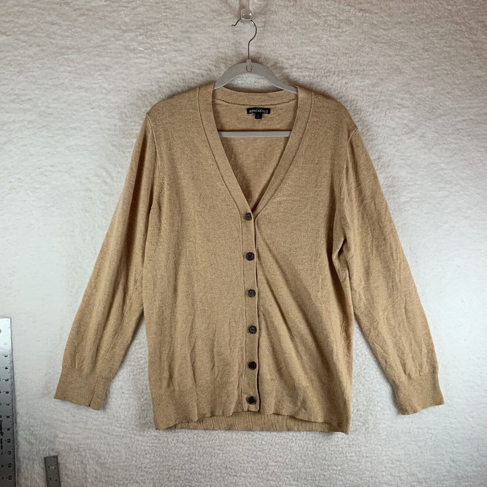 J.Crew Sweater Womens L Wool Beige Cotton Knitted Classic Outwear Cardigan 7776